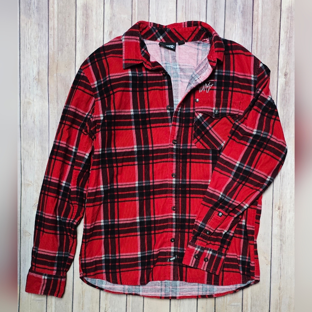 Van's Mens Red/black Plaid Flannel Nwot
